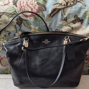 Coach Black Leather Tote Bag